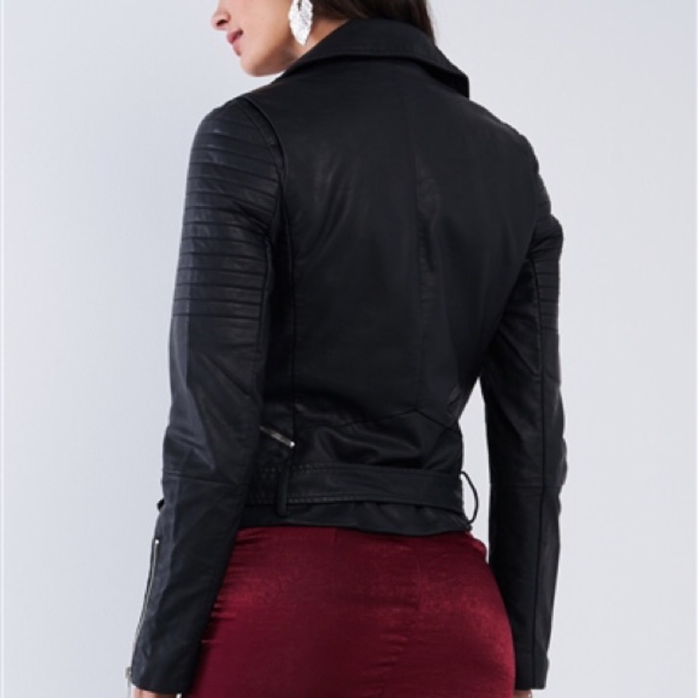 ARNE Black Vegan Leather  Moto Jacket